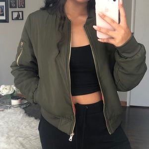 Olive Green Bomber Jacket | Charlotte Russe